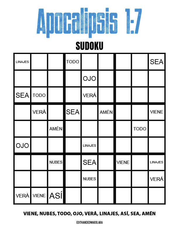 Apocalipsis 1:7 - Sudoku