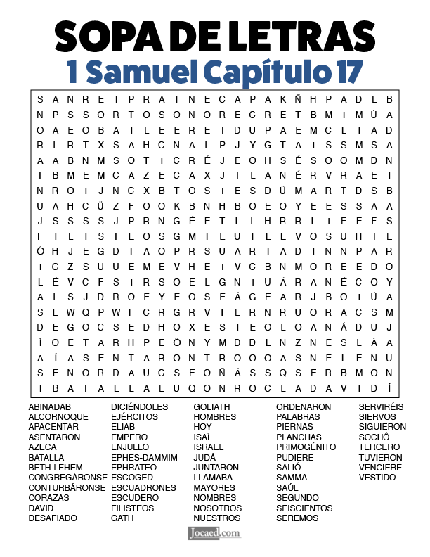 Sopa de Letras - 1 Samuel Cápitulo 17
