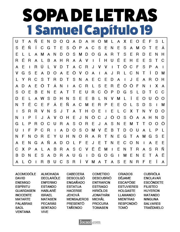 Sopa de Letras - 1 Samuel Cápitulo 19