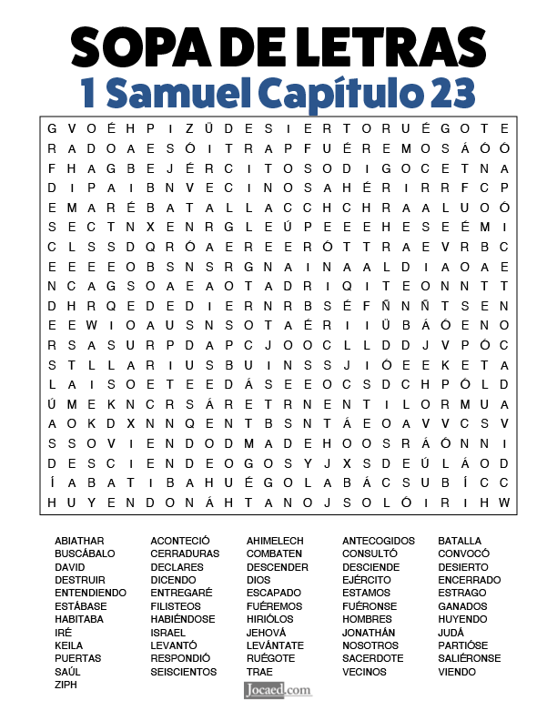 Sopa de Letras - 1 Samuel Cápitulo 23