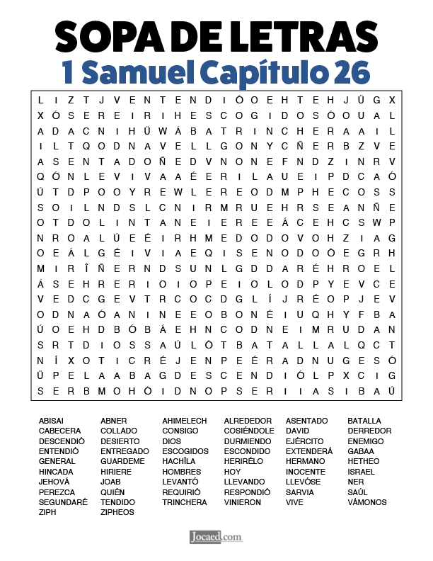 Sopa de Letras - 1 Samuel Cápitulo 26