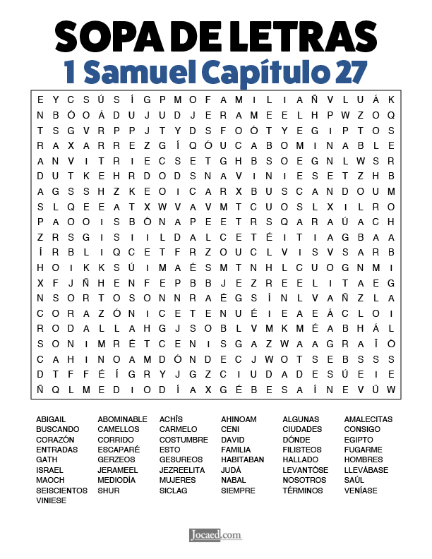Sopa de Letras - 1 Samuel Cápitulo 27