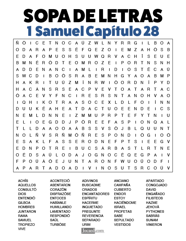 Sopa de Letras - 1 Samuel Cápitulo 28