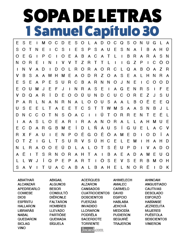 Sopa de Letras - 1 Samuel Cápitulo 30