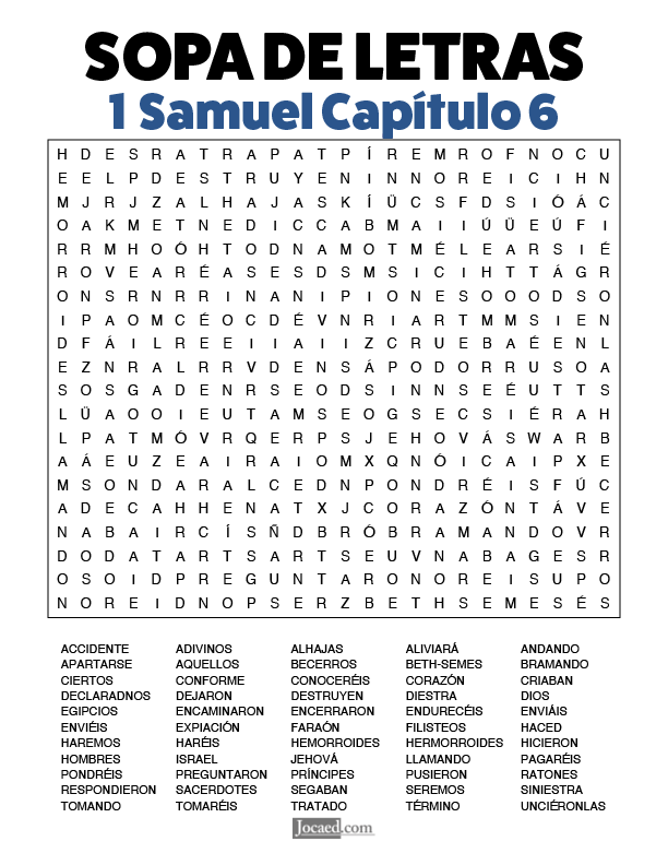 Sopa de Letras - 1 Samuel Cápitulo 6