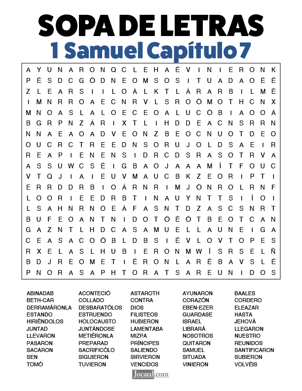Sopa de Letras - 1 Samuel Cápitulo 7