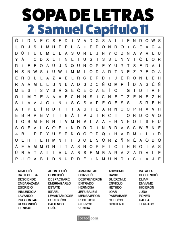 Sopa de Letras - 2 Samuel Cápitulo 11