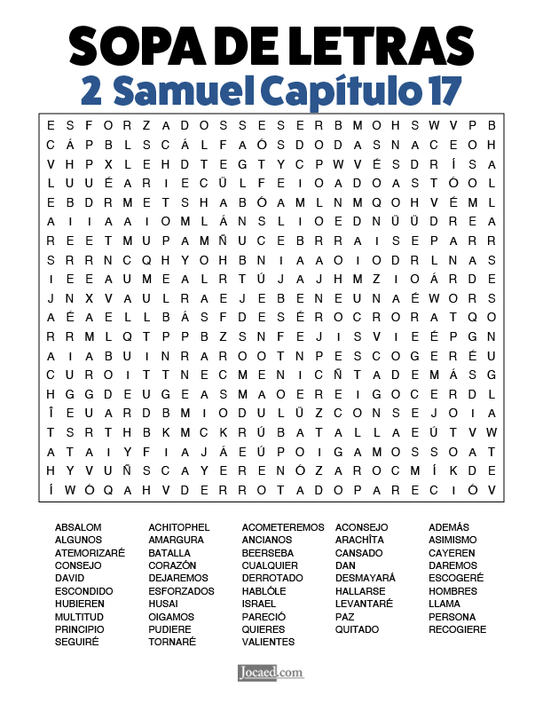 Sopa de Letras - 2 Samuel Cápitulo 17