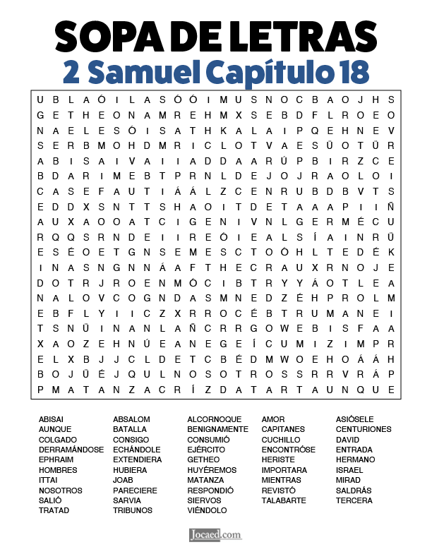 Sopa de Letras - 2 Samuel Cápitulo 18