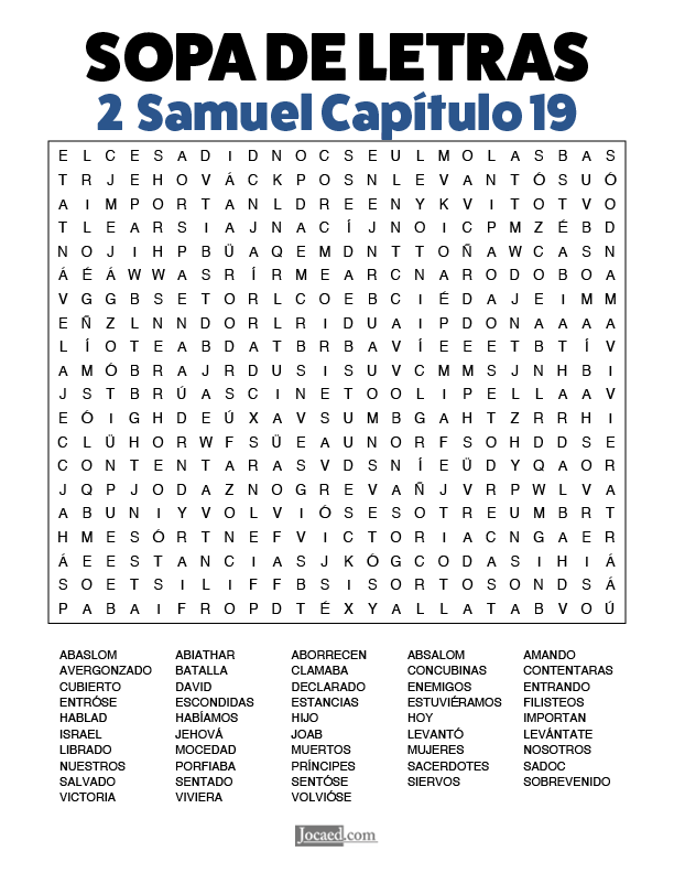 Sopa de Letras - 2 Samuel Cápitulo 19