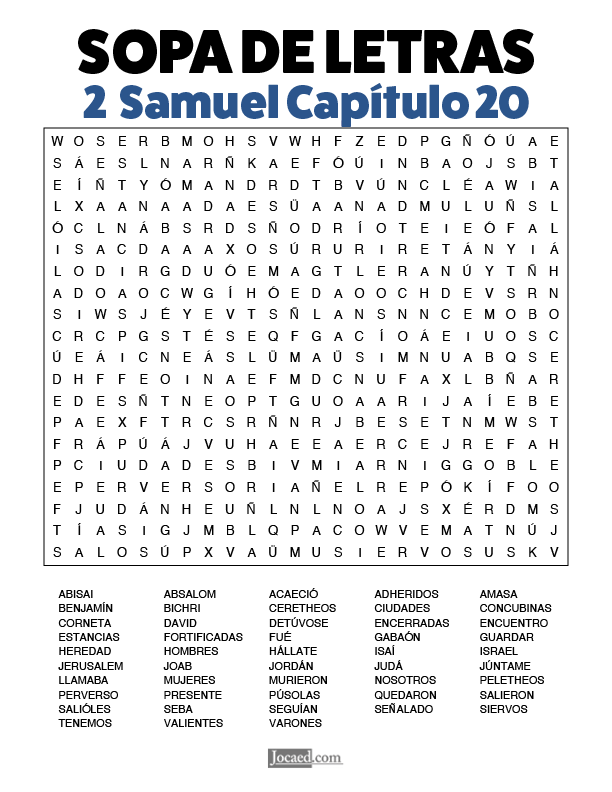 Sopa de Letras - 2 Samuel Cápitulo 20