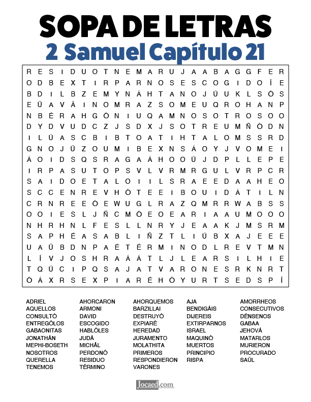 Sopa de Letras - 2 Samuel Cápitulo 21