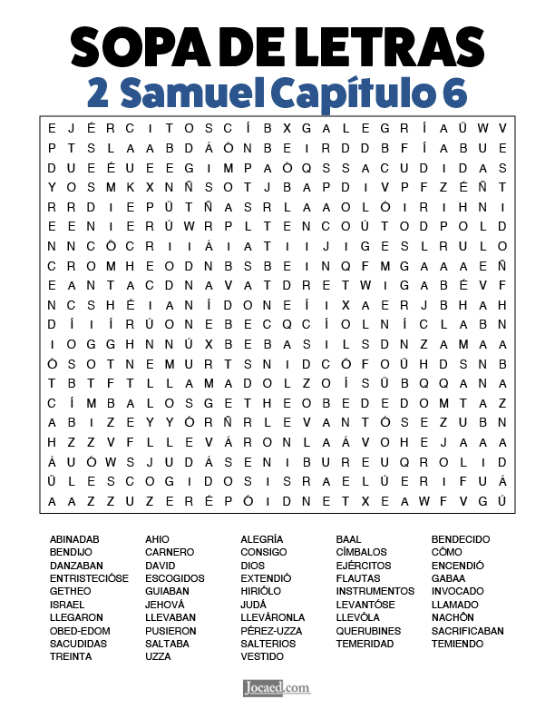 Sopa de Letras - 2 Samuel Cápitulo 6