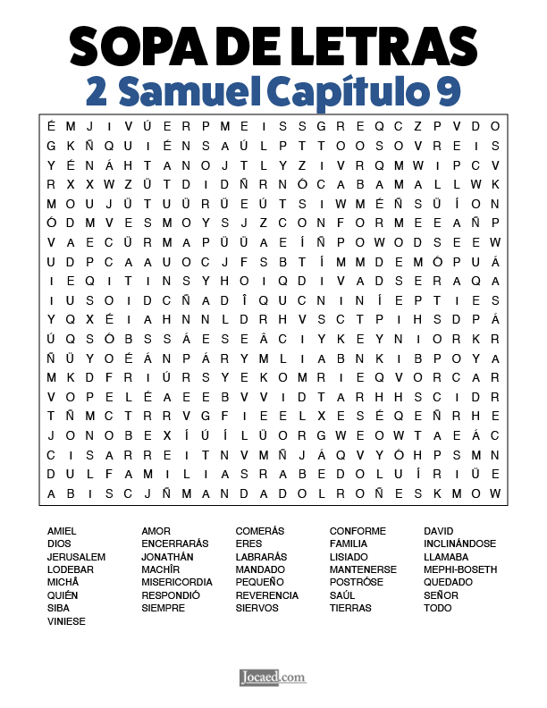 Sopa de Letras - 2 Samuel Cápitulo 9
