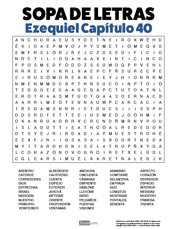 Sopa de Letras - Ezequiel Cápitulo 40