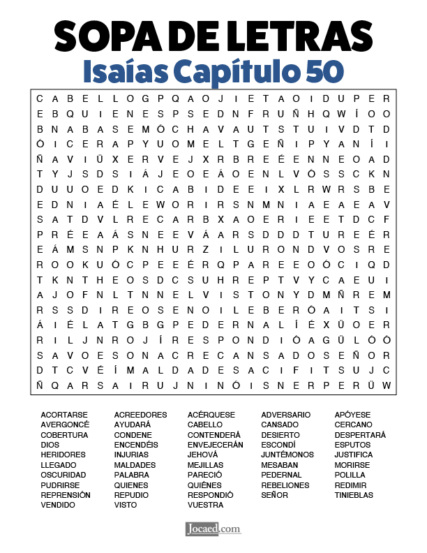 Sopa de Letras - Isaías Cápitulo 50