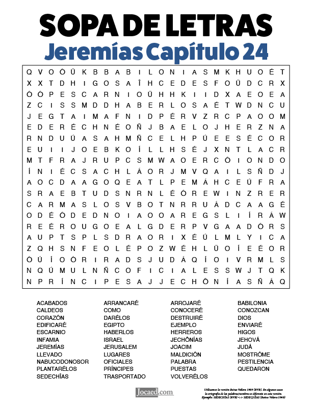Sopa de Letras - Jeremías Cápitulo 24