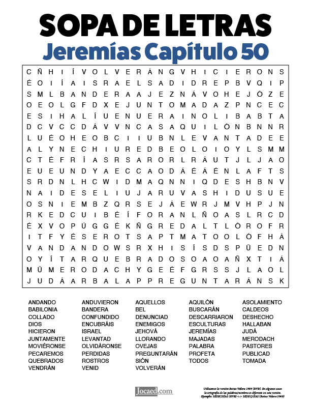 Sopa de Letras - Jeremías Cápitulo 50