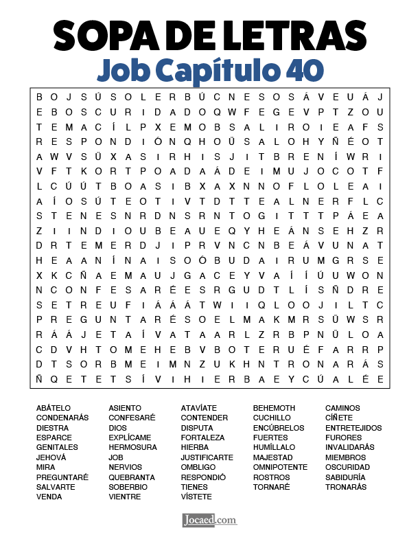 Sopa de Letras - Job Cápitulo 40