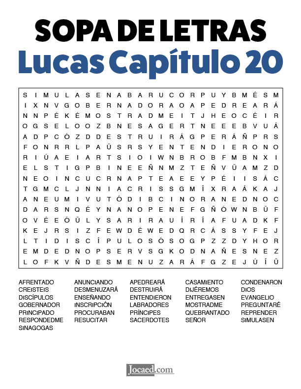 Sopa de Letras - Lucas Cápitulo 20