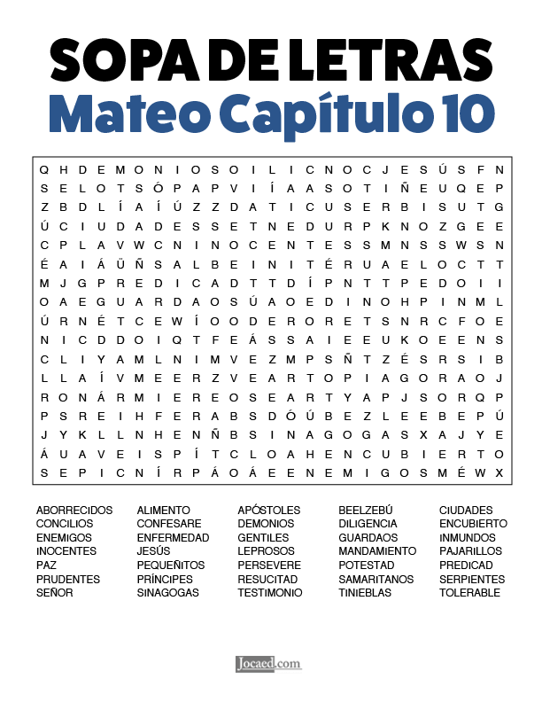 Sopa de Letras - Mateo Cápitulo 10