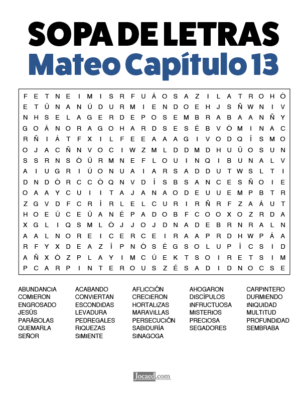 Sopa de Letras - Mateo Cápitulo 13