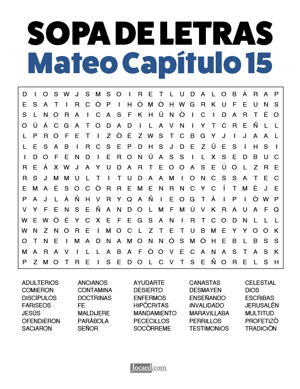 Sopa de Letras - Mateo Cápitulo 15