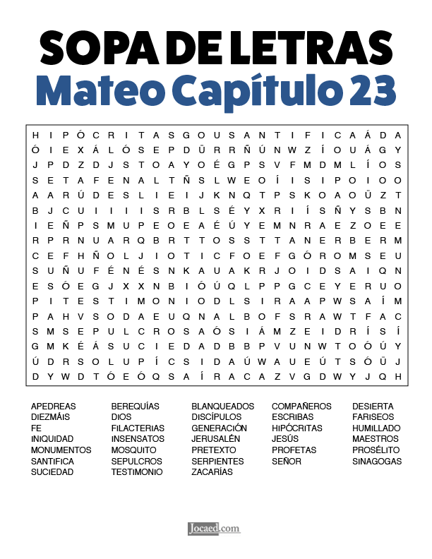 Sopa de Letras - Mateo Cápitulo 23