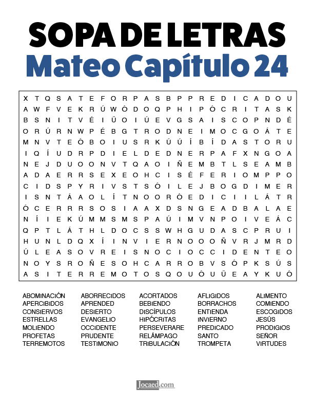 Sopa de Letras - Mateo Cápitulo 24