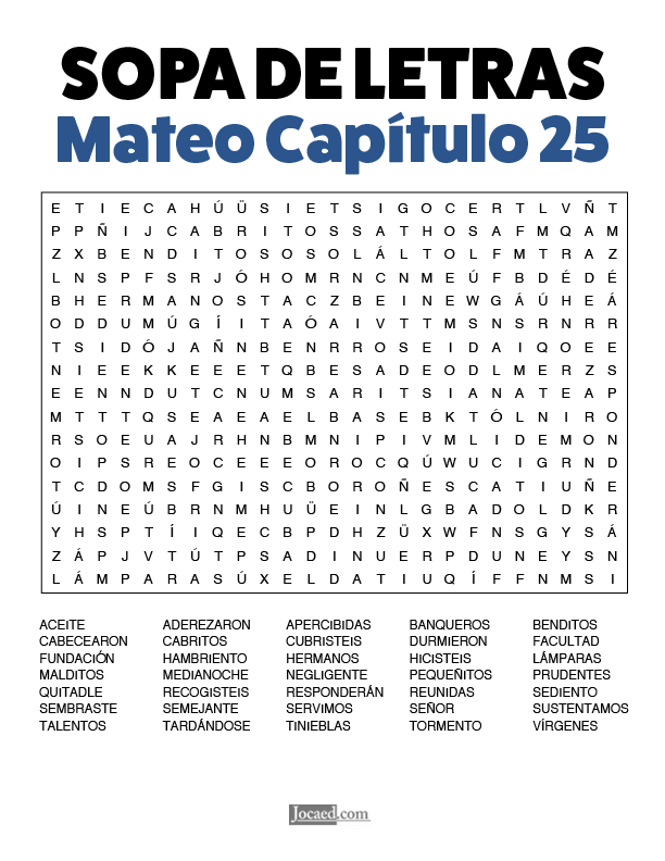 Sopa de Letras - Mateo Cápitulo 25