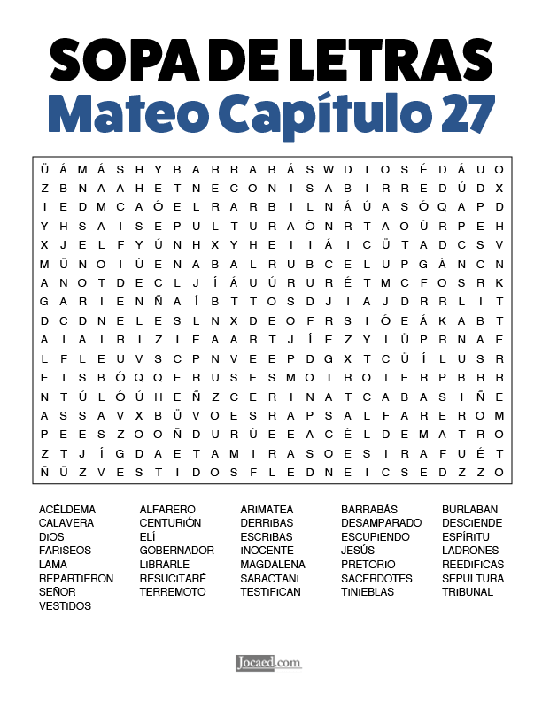Sopa de Letras - Mateo Cápitulo 27