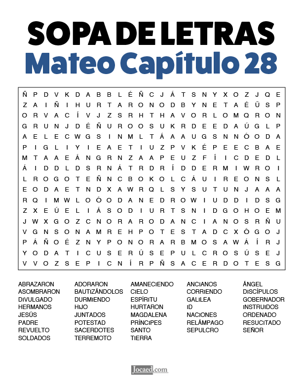 Sopa de Letras - Mateo Cápitulo 28