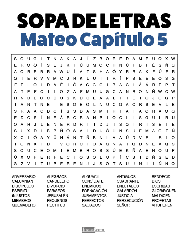 Sopa de Letras - Mateo Cápitulo 5